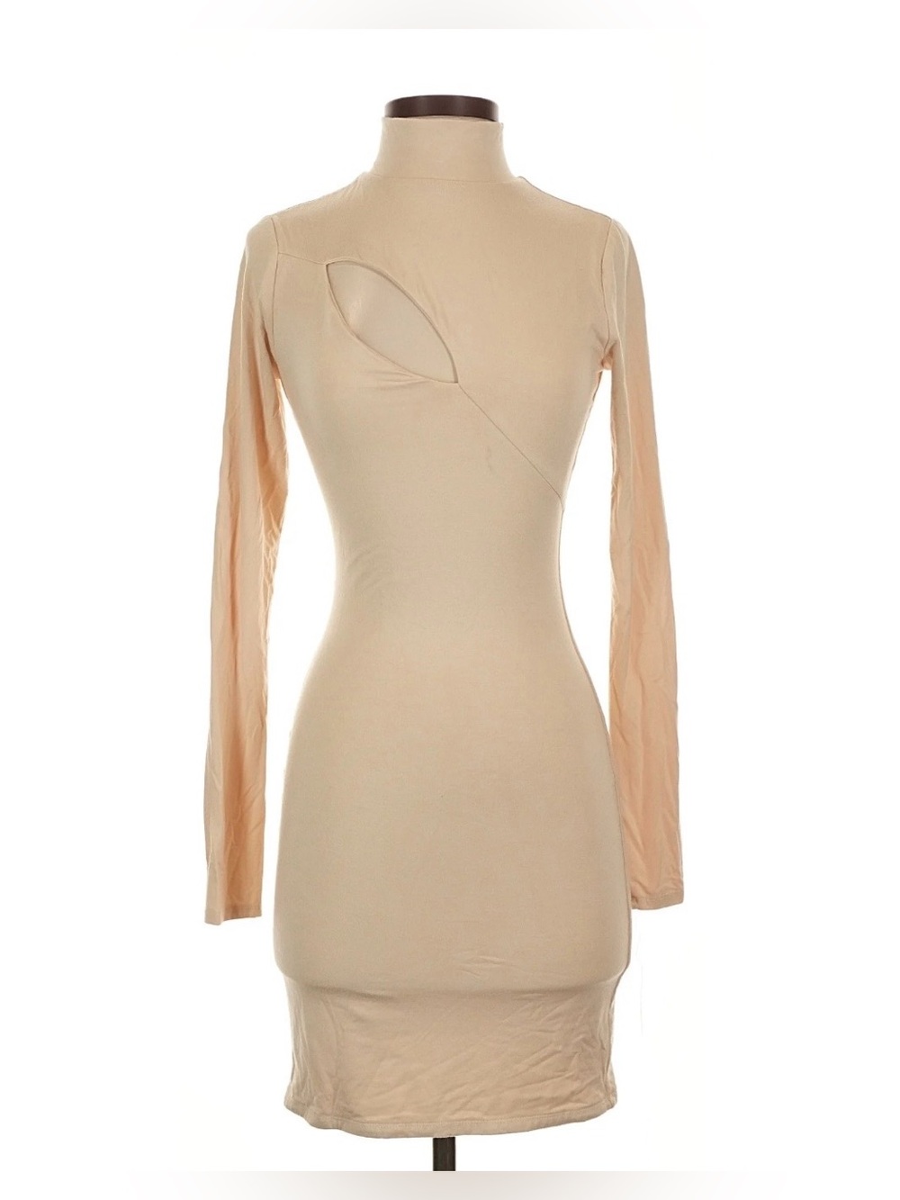 Naked Wardrobe Bodycon Cut-Out Dress….Sz: Medium…Color: Beige